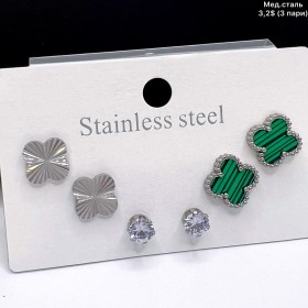 Сережки мед.сталь 10611 ( 3 пари.)